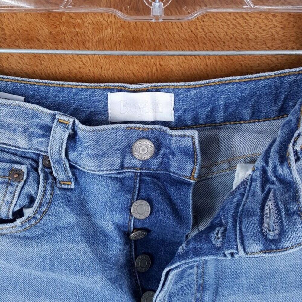 BOYISH Womens Jeans Size 24 Medium Wash High Rise Crop Flare Distressed BRADY - Picture 5 of 12